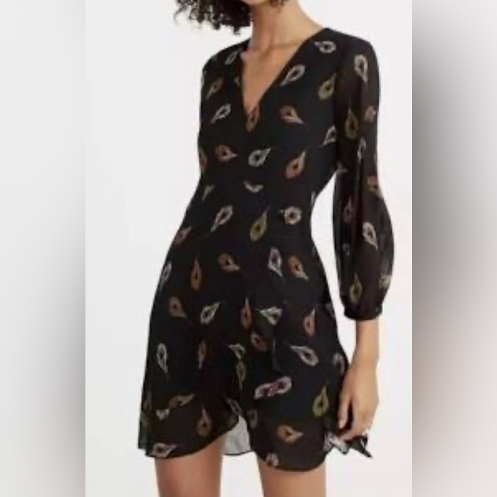 Madewell Long Sleeve Peacock Feather Dress